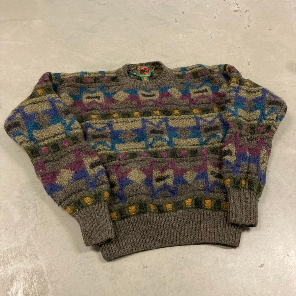 90s patterned Boston traders sweater